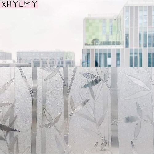 Frosted Opaque Static Decorative Window Film Sticker Bamboo Privacy Glass Sticker No Glue Kitchen Bathroom Office Door Decora