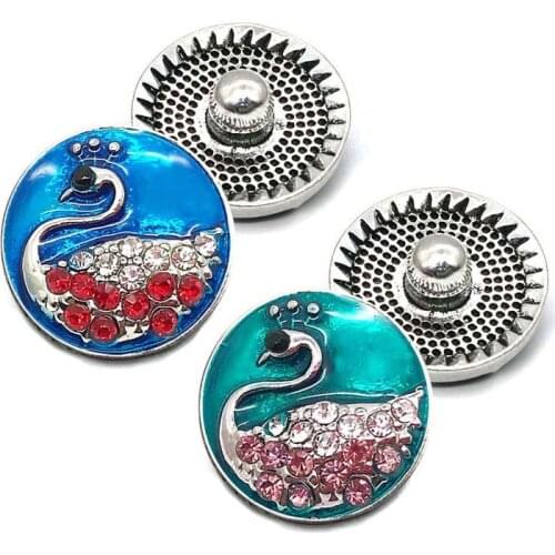 Fashion w362 Swan 3D 18mm 20mm metal snap button for Bracelet Necklace Interchangeable Jewelry Women accessorie findings