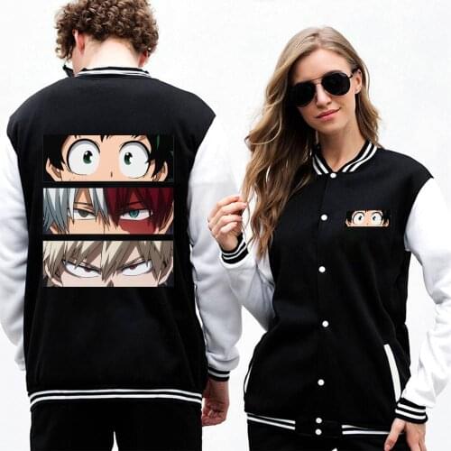 My Hero Academia Printing Anime Series Winter Mens Baseball Uniform Coats Brand Jacket Fleece Bomber Coat Casual Streetwear New