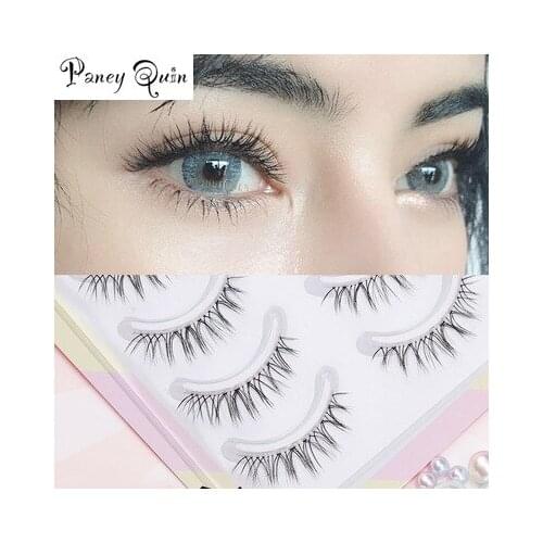 5Pairs/Set False Eyelashes makeup Naturally Simulated Thick Transparent Stem Fake Eyelashes Glimmer Beginner Makeup ToolsLashes