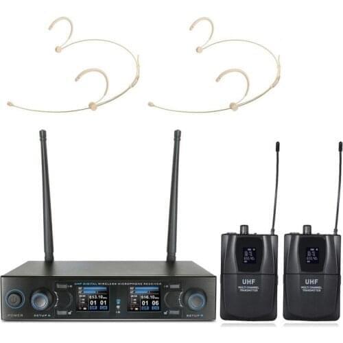 Bolymic uhf 200 Channel Beige Headset Wireless System Professional Stage Wireless Microphone For Church School System