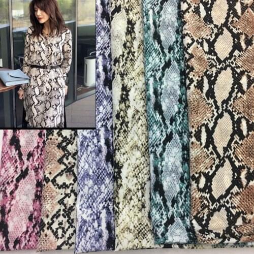 New snakeskin stretch print fabric Spring and summer print dress shirt fashion ethnic fabrics print stretch wholesale cloth