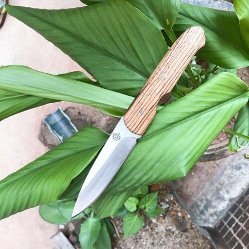 Outdoorsstraight knife D2 stainless steel knife with wooden handle, nylon sheath hunting survival camping outdoor EDC tool knife