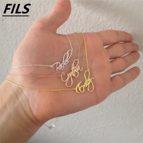 Fils New Personalized Engraved Women Custom Initial Necklace Silver Gold Necklace Personalized letter Jewelry Anniversary Gift
