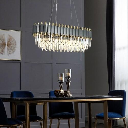 Art Deco LED Golden Black Crystal Stainless Steel Pendant Lights.Pendant light Suspension Luminaire Lampen For Dinning Room