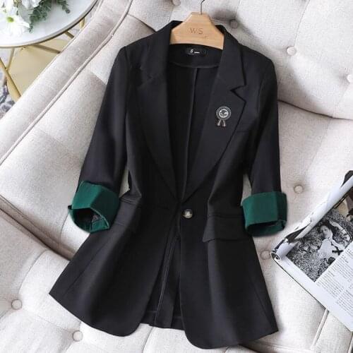 Casual Suit Jacket Spring and Summer New Womens Thin Half-sleeved Suit Womens Temperament Commuter Single-breasted Suit Coat