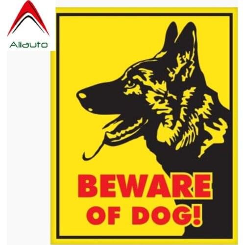 Aliauto Warning Car Sticker German Shepherd Beware of Dog Sign Reflective Waterproof Decoration Decal Accessories PVC,14cm*10cm