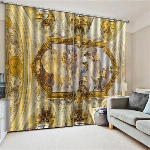 Lychee Luxury Golden Color Blackout Curtains For Window Treatment Shade Curtains for Living Room Bedroom Window Curtain Drape