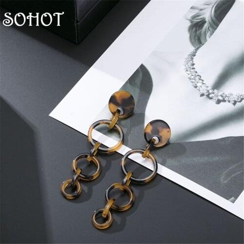 SOHOT 2018 Brand Round Drop Earrings New Hot Unique Charming Acrylic Acetic Acid Jewelry Bijoux For Women Birthday Gift