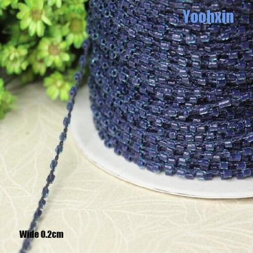 0.2CM Wide Dark blue beads Embroidery flower lace fabric trim ribbon DIY sewing applique collar cord dress wedding guipure decor