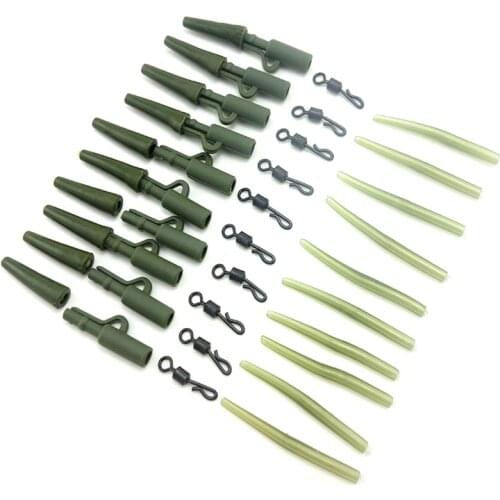 1Set Total 40pcs Carp Fishing Lead Clips Quick Change Snap Clips and Tail Rubber Connector for Carp Fishing Rigs