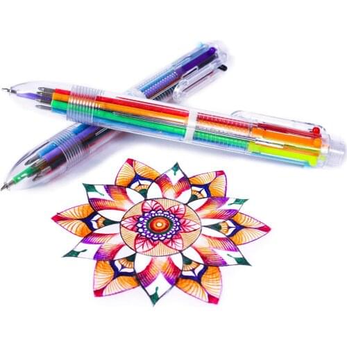 South Korea stationery lovely multi-color ball-point pen rod multifunctional press ink color or 6