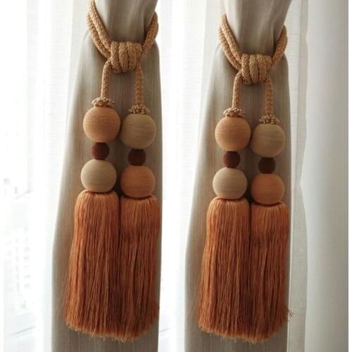 1 pair curtain tieback straps hanging ball tie ball curtain accessories rope tie buckle hanging double tie tape back N158