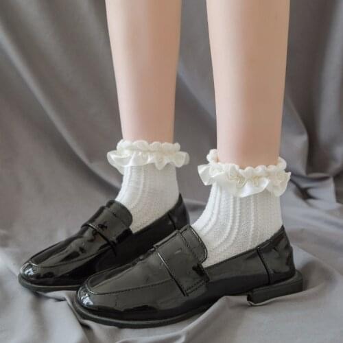 Ruffle Socks Women Lolita Princess Style Kawaii Cute Sock for Girls Frilly Crew Socks calcetines de la mujer femme chaussettes