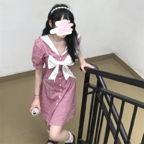 2021 Summer New Short Jumpsuit Female Tide Youth Sunshine Lattice Breasted Thin Bow Soft Sweet Fashion Cute Princess Skirt Waist