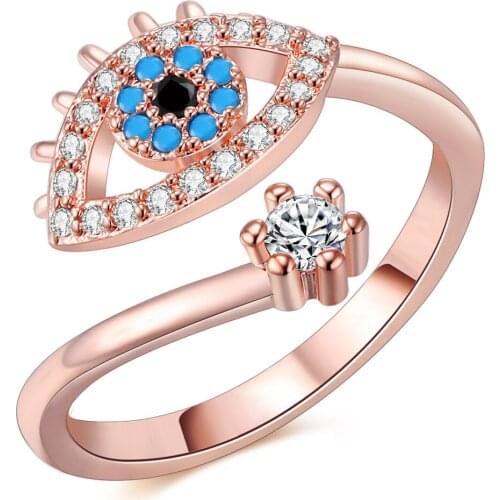 Womens Classic Turkey Adjustable Evil Blue Open Eye Ring Engagement Wedding Womens Bohemian Jewelry Gift