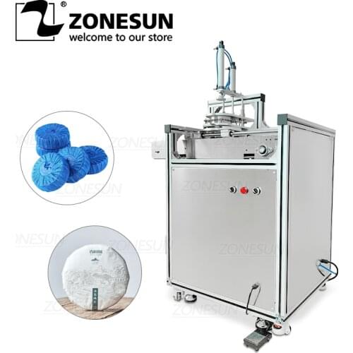 ZONESUN ZS-PK950 Semi Automatic Wrapping Packaging Machine Toilet Cleaner Hotel Soap Cake Teacake Pleated Custom Mold