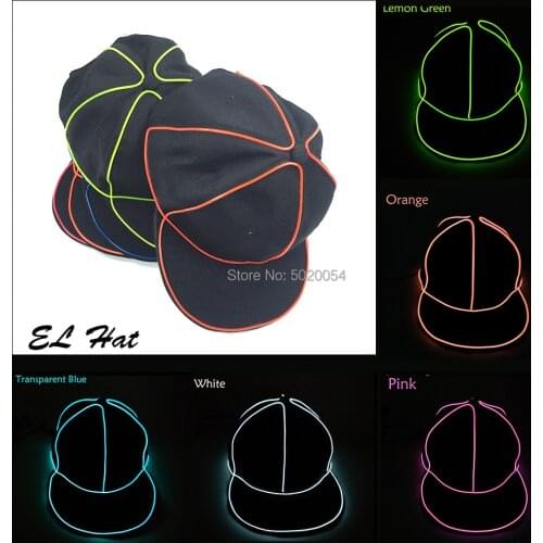 10 Colors Fashion LED Luminous HipHop Cap Neon EL Wire Glowing Sport Hats Men Women Light Up Hip Hop Cap For Dancer