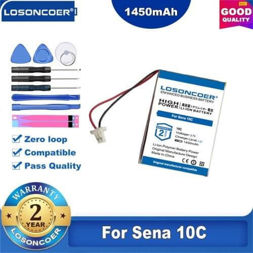 100% Original LOSONCOER 1450mAh Battery For SENA 10C 10S 20s Headest Li-po Polymer Rechargeable Wireless Headphones Battery
