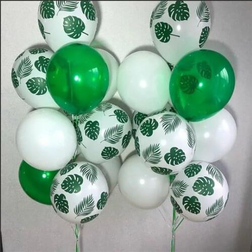 15pcs Tropical Palm Leaf Latex Balloons Hawaiian Flamingo Birthday Party Decor Green Leaves Globos Jungle Animal Party Supplies