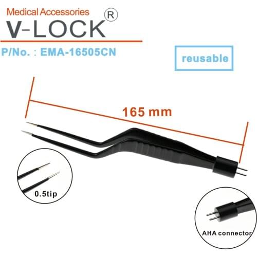 2021 V-LOCK non-stick Coagulation bipolar forceps curved for electrosurgical unit
