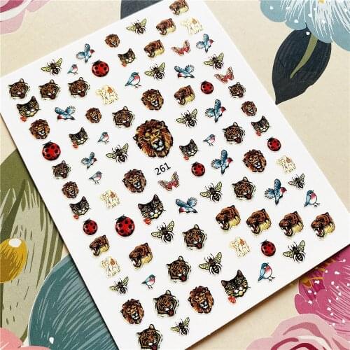 261 Lion head tiger head bee elephant 3D Back glue Nail decal Nail sticker Nail decoration Nail art Nail ornament