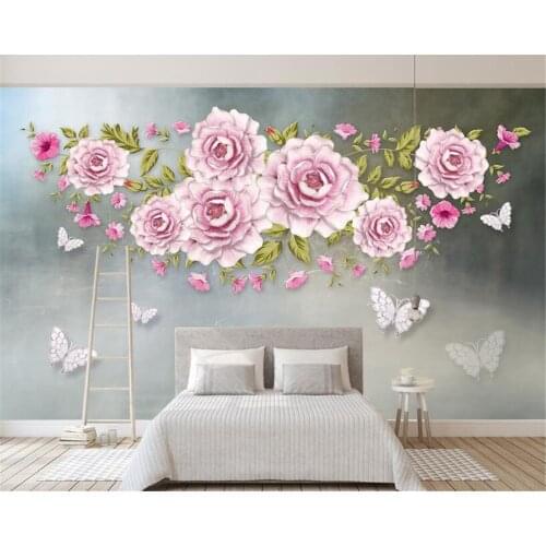 Beibehang 3d Wallpaper Modern fashion 3d Stereo Jewelry Floral Butterfly TV Background Wall 3d wall murals wallpaper tapety 3d