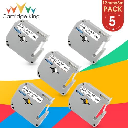 5PK MK-231 Black on White 12mm*8m for Brother MK Tape MK231 MK 231 for Brother P touch PT-M95 PT-65 PT-70 PT-80 PT-80 Printer
