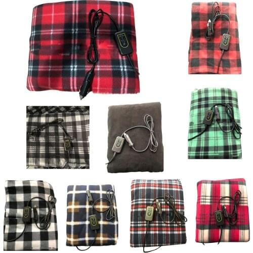 60W Winter Cold Weather Electric 12V Plaid/Stripe Heated Blanket for Car Trucks Universal Car Accessories Interior 110cm x 150cm