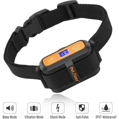 Petrainer 856 Waterproof Anti Bark Collar Training Shock Collar with Shock/ Vibration/ Sound With LCD Display