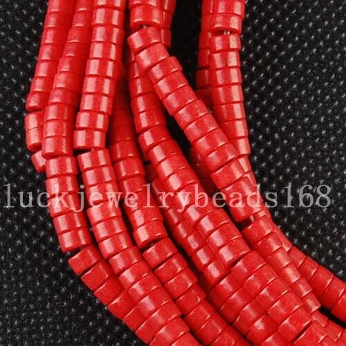 Free shipping Women Fashion Jewelry 2x4mm Red Howlite Howlite Column Loose Beads 15.5" FG6198