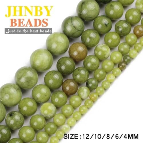 JHNBY Southern Green stone beads Natural Stone Top quality Ore Round Loose beads ball 4/6/8/10/12MM Jewelry bracelet making DIY