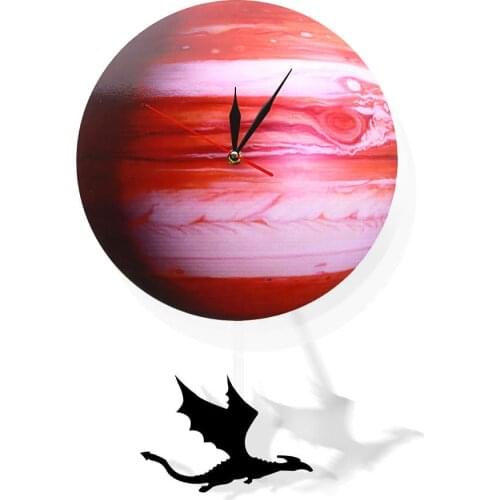 Creative Astronomy Home Decoration Space Pendulum Swinging Wall Clock Swinging on The Jupiter Planet Decor Wall Clock Wall Watch