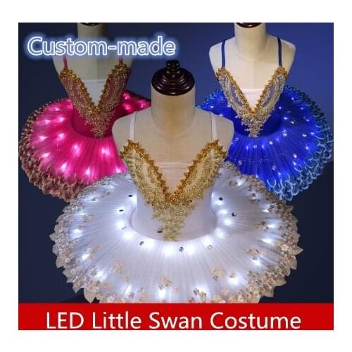 Diy Luminous ballet skirt Childrens Dance Costume Little Swan gauze skirt Adult fluorescent LED performance costumes