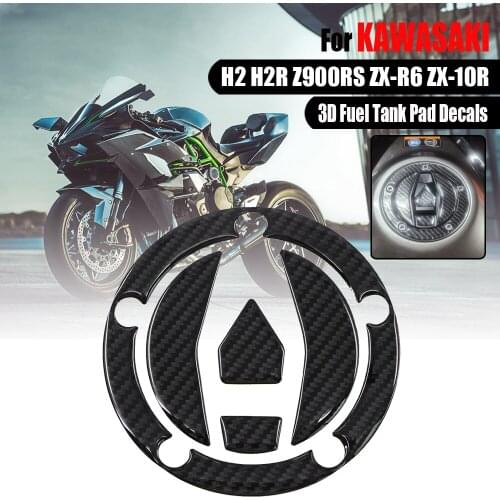 For KAWASAKI H2 H2R 2015-2016 Z900RS ZX-R6 ZX10R ZX-10R Motorcycle Fuel Tank Gas Pad Decals Oil Cap Cover Carbon Fiber Stickers