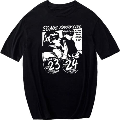 Sonic youth rock band t shirt men cotton Hop-hip vintage TShirt oversized Streetwear Nu-Metal tops Tees men clothing Harajuku