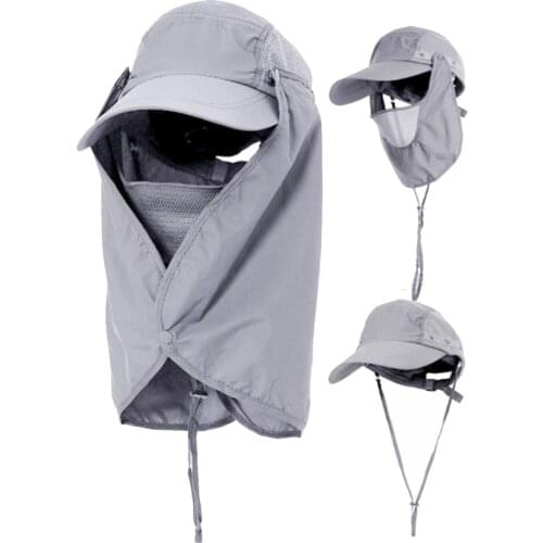 Unisex Fishing Hat Sun Visor Cap Hat Outdoor Sun Protection With Removable Ear Neck Flap Cover For Hiking Camping Cycling