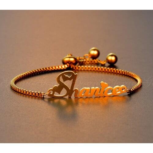 Customized Name Bracelet Women Kids Stainless Steel Bangle Personalized Letters Adjustable Handmade Bracelets Jewelry Gifts