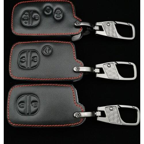 Leather Car Key Case For Toyota Camry Avalon Rav4 2013 2014 2015 2/3/4 Button Keyless Remote Smart Key Protector Cover Keychain