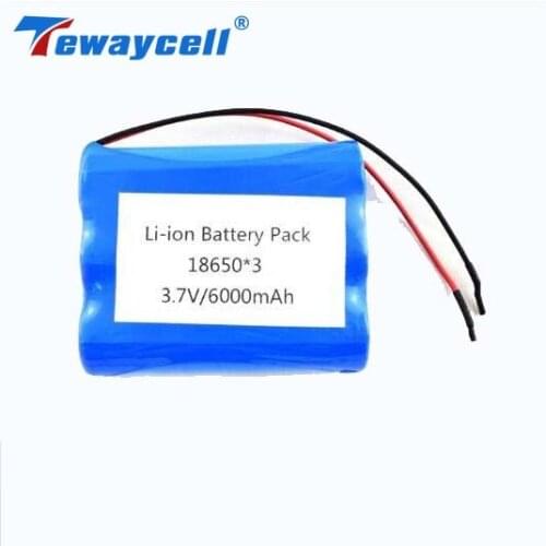 Tewaycell Li-ion 18650 Battery Pack 1s3p 6000mah 3.7v 18650 Lithium Ion Battery with Wires