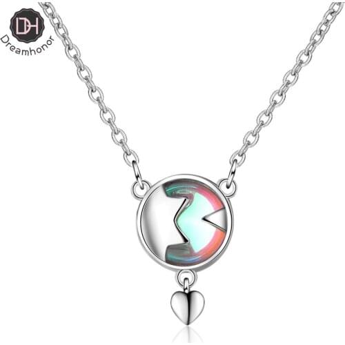 Dreamhonor 2021 Fashion 925 Sterling Silver Moonstone Star Heart-shaped Short Clavicle Chain Pendant Necklaces Jewelry Accessory