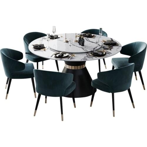 Stainless steel Dining Room Set Home Furniture minimalist modern marble dining table and 6 chairs mesa de jantar muebles comedor