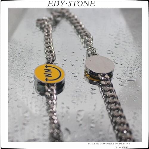 EDY 2021 New Hip Hop Punk Design N Letter Smiley Fashion Titanium Steel Bracelet For Women Men Girls Street Party Jewelry