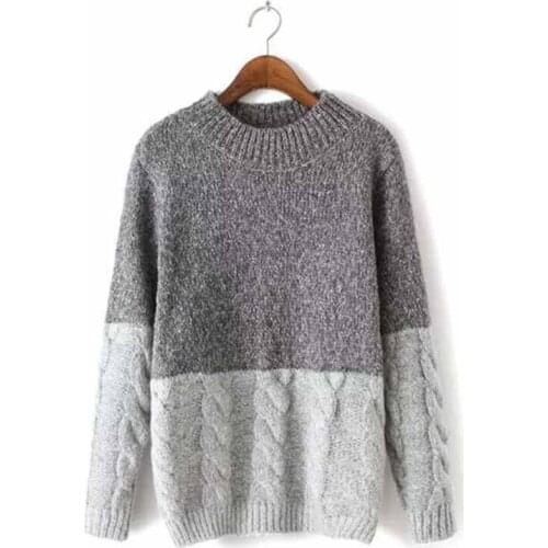 New Large size Knit Sweaters Women Autumn Winter Coarse lines Thicken Pullover Female Casual Long sleeve Bottoming Sweaters G384