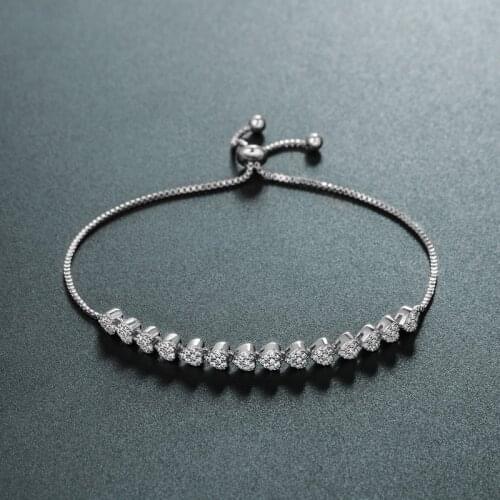 WEIMANJINGDIAN Brand New Arrival Heart Shape Cubic Zirconia CZ Crystal Pave Setting Adjustable Bracelets for Women Girls Jewelry