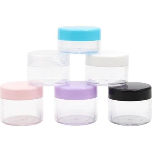Plastic Cream Jar 10g Empty Transparent Cream Jar 15g Blue Pink Black Cover Cream Packaging 20g Plastic Cosmetic Container 50pcs