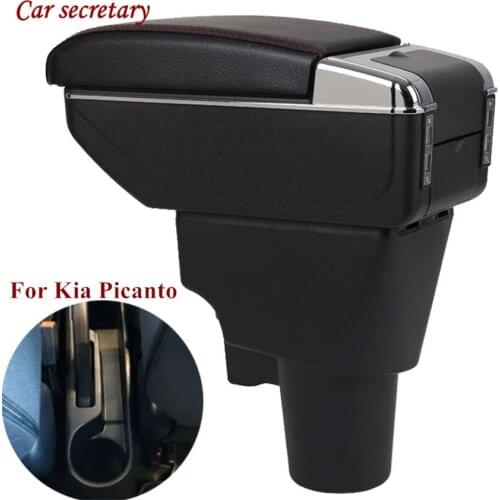For Kia Picanto Armrest Box Picanto Universal Car Central Armrest Storage Box Modification Accessories Ashtray Water Cup Holder