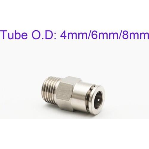 PC 4/6/8mm Tube All-copper Nickel-plated Straight Joints Resistant To High Temperature High Pressure Metal Quick Pipe Connector