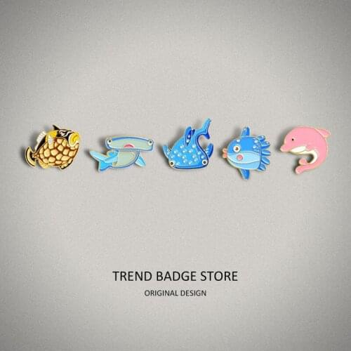 Cartoon Lovely Color Gorgeous All Kinds Of Fish Carefree Fashion Cowboy Bag Accessories Hat Badge Brooch Enamel Label Pins