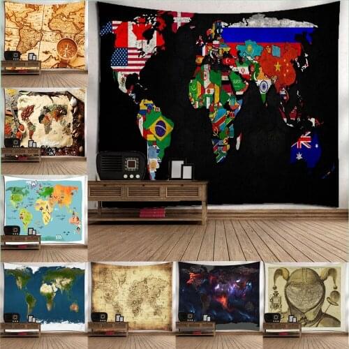 Retro The World Map Decoration Murale Home Decor Aesthetic Room Decor Decoration Mural Large Beach Towels Witchcraft Supplies